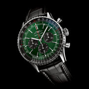  Shop Authentic Breitling Navitimer B01 Chronograph 46 Green Dial Black Leather Strap Watch for Men - AB0137241L1P1 - Luxxuri