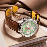  Shop Authentic Breitling Navitimer B01 Chronograph 41 Green Dial Brown Leather Strap Watch for Men - AB0139211L1P1 - Luxxuri
