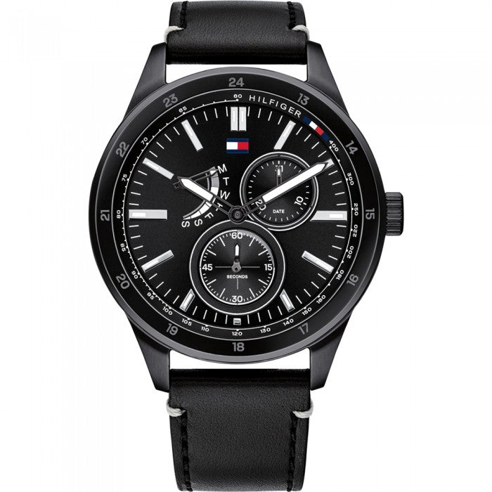  Shop Authentic Tommy Hilfiger Austin Black Dial Black Leather Strap Watch for Men - 1791638 - Luxxuri