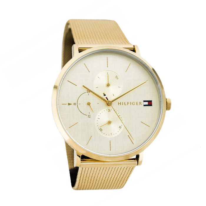  Shop Authentic Tommy Hilfiger Jenna Quartz White Dial Gold Mesh Bracelet Watch For Women - 1781943 - Luxxuri