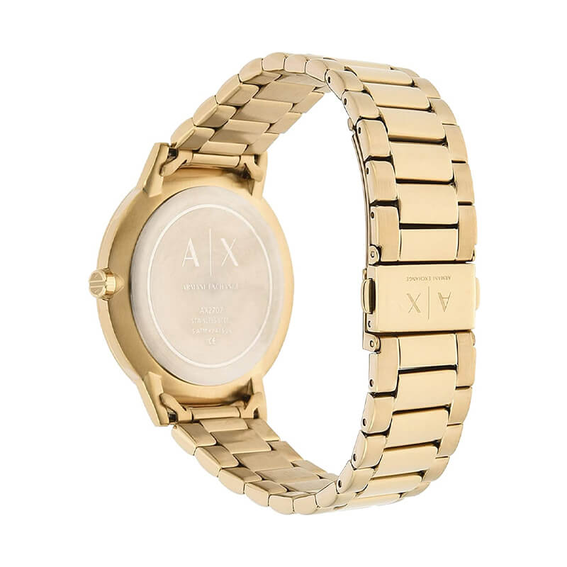  Shop Authentic Armani Exchange Cayde Analog Gold Dial Gold Steel Strap Watch For Men - AX2707 - Luxxuri