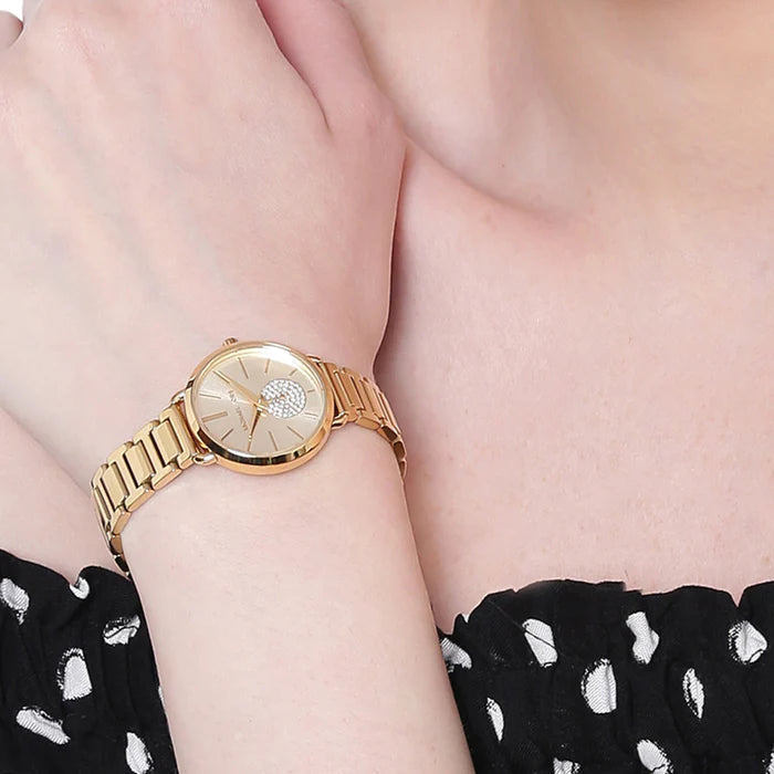  Shop Authentic Michael Kors Portia Quartz Gold Dial Gold Steel Strap Watch For Women - MK3838 - Luxxuri