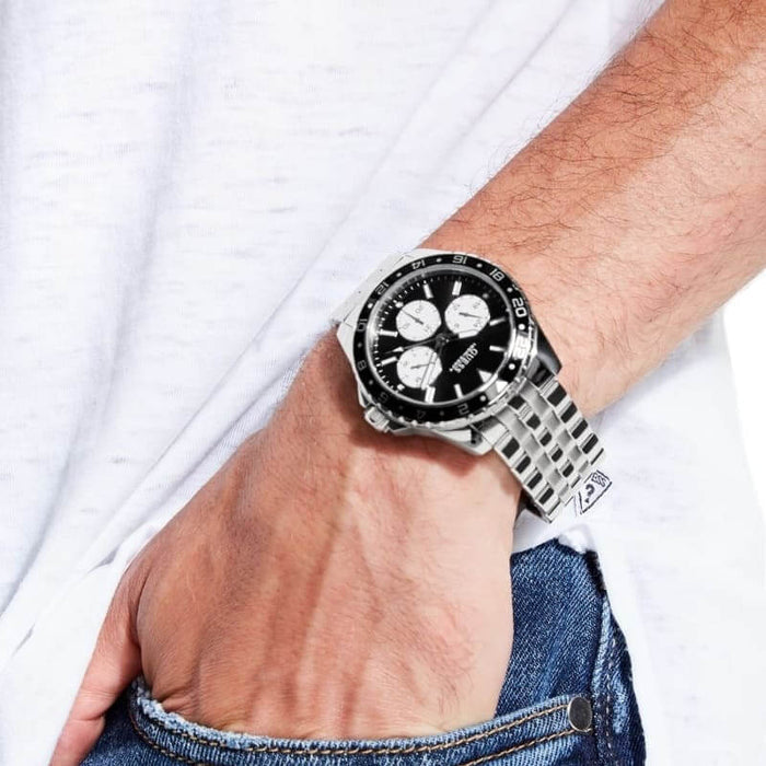  Shop Authentic Guess Odyssey Black Dial Silver Steel Strap Watch For Men - W1107G1 - Luxxuri
