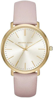  Shop Authentic Michael Kors Jaryn Quartz Gold Dial Pink Leather Strap Watch For Women - MK2471 - Luxxuri