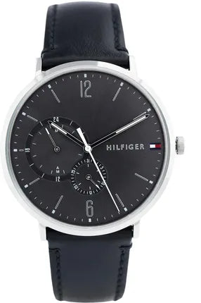  Shop Authentic Tommy Hilfiger Brooklyn Black Dial Black Leather Strap Watch for Men - 1791509 - Luxxuri