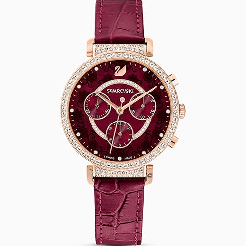  Shop Authentic Swarovski Spring Flower Chronograph Red Dial Red Leather Strap Watch for Women - 5598689 - Luxxuri