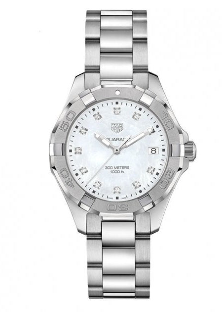  Shop Authentic Tag Heuer Aquaracer Diamonds Mother of Pearl Dial Silver Steel Strap Watch for Women - WBD131B.BA0748 - Luxxuri