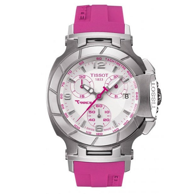  Shop Authentic Tissot T Race Chronograph White Dial Pink Rubber Strap Watch for Women - T048.217.17.017.01 - Luxxuri