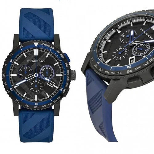  Shop Authentic Burberry The City Sport Chronograph Black Dial Blue Rubber Strap Watch For Men - BU9807 - Luxxuri