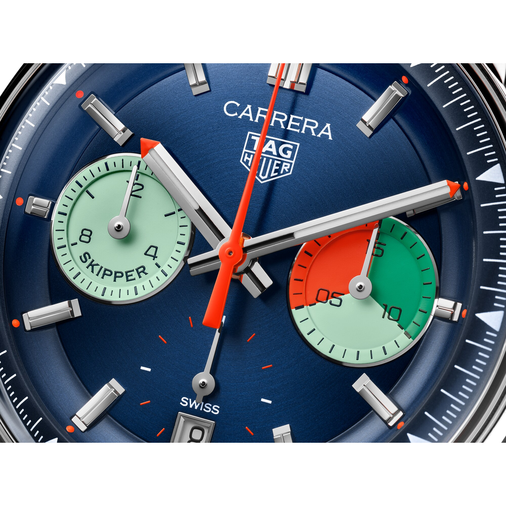  Shop Authentic Tag Heuer Carrera Skipper Automatic Chronograph Blue Dial Blue Nylon Strap Watch for Men - CBS2213.FN6002 - Luxxuri