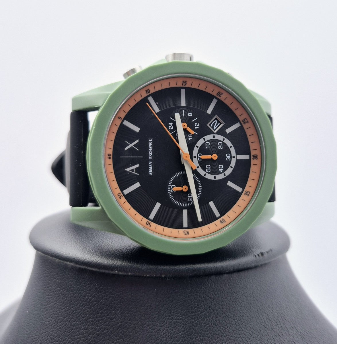  Shop Authentic Armani Exchange Outerbanks Chronograph Black Dial Black Silicone Strap Watch For Men - AX1348 - Luxxuri