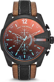  Shop Authentic Diesel Mega Chief Quartz Black Dial Two Tone Leather Strap Watch For Men - DZ4305 - Luxxuri