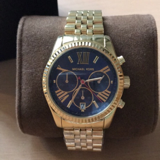  Shop Authentic Michael Kors Lexington Chronograph Blue Dial Gold Steel Strap Watch For Women - MK6206 - Luxxuri