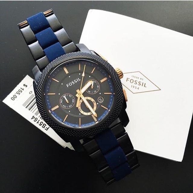  Shop Authentic Fossil Machine Chronograph Black Dial Two Tone Steel Strap Watch for Men - FS5164 - Luxxuri