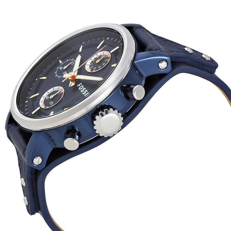  Shop Authentic Fossil Boyfriend Sport Chronograph Blue Dial Blue Leather Strap Watch for Women - ES4113 - Luxxuri