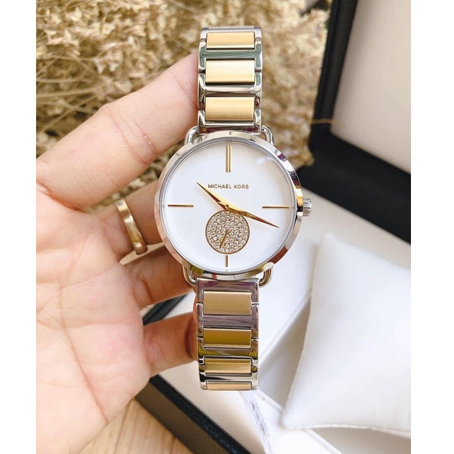  Shop Authentic Michael Kors Silver Dial Two Tone Steel Strap Watch for Women - MK3679 - Luxxuri