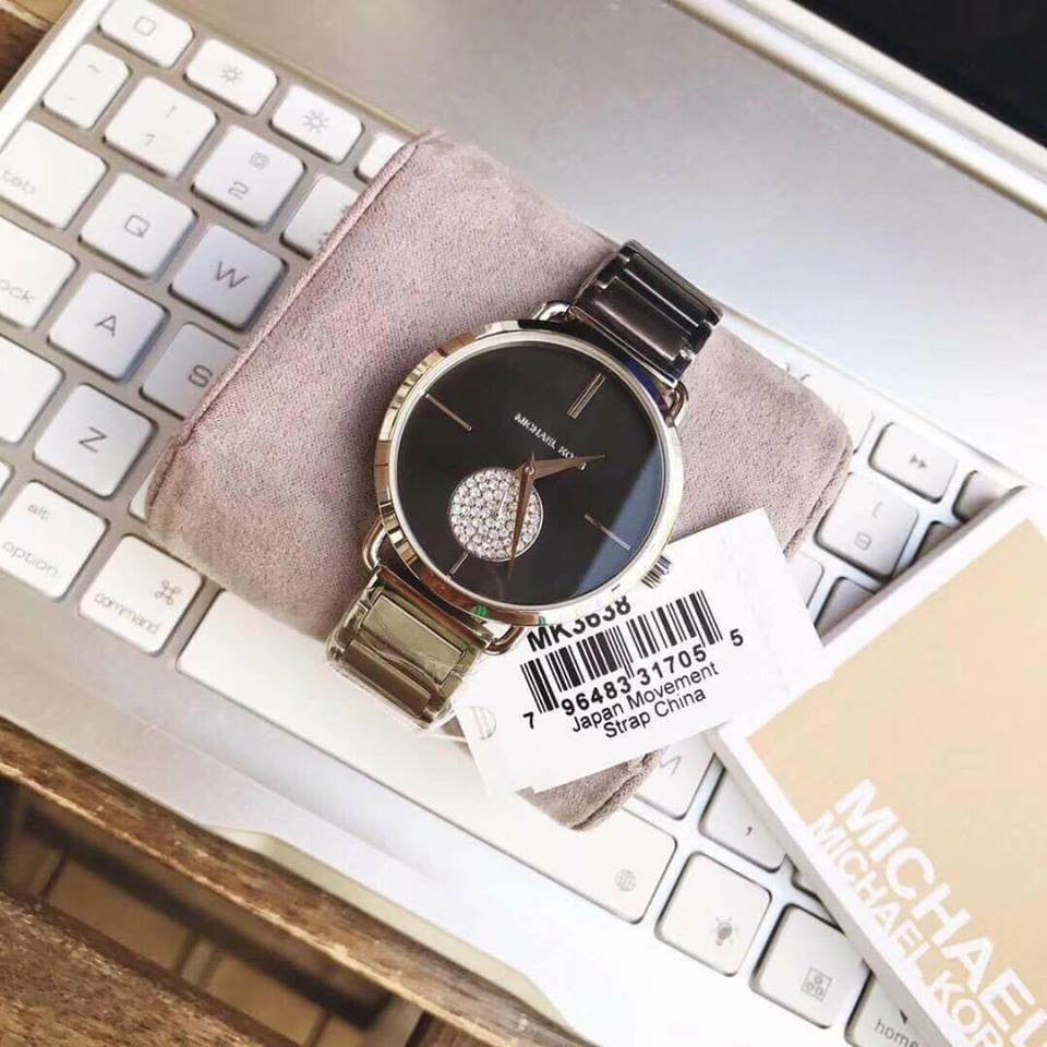  Shop Authentic Michael Kors Portia Black Dial Silver Steel Strap Watch for Women - MK3638 - Luxxuri