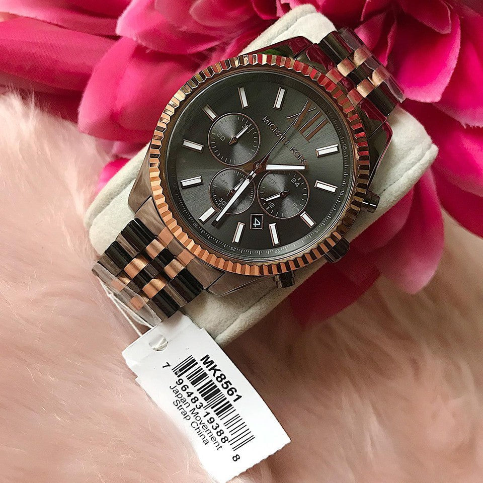  Shop Authentic Michael Kors Lexington Chronograph Black Dial Two Tone Steel Strap Watch for Men - MK8561 - Luxxuri