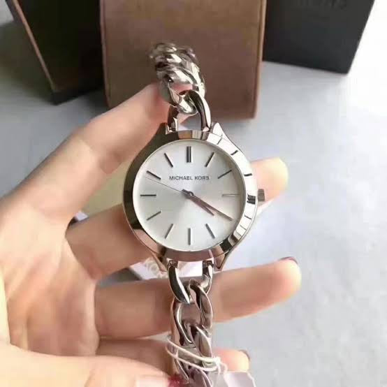  Shop Authentic Michael Kors Slim Runway Silver Dial Silver Steel Strap Watch for Women - MK3279 - Luxxuri