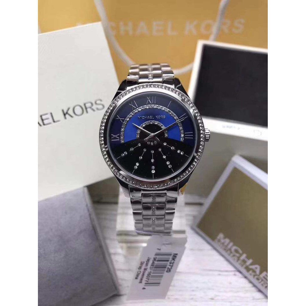  Shop Authentic Michael Kors Lauryn Blue Dial Silver Steel Strap Watch for Women - MK3720 - Luxxuri
