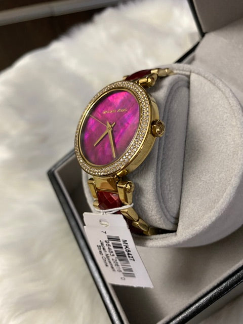  Shop Authentic Michael Kors Parker Pink Mother of Pearl Dial Two Tone Steel Strap Watch for Women - MK6490 - Luxxuri