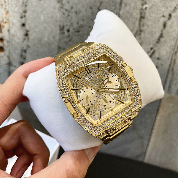  Shop Authentic Guess Phoenix Multifunction Crystals Gold Dial Gold Steel Strap Watch For Men - GW0094G2 - Luxxuri