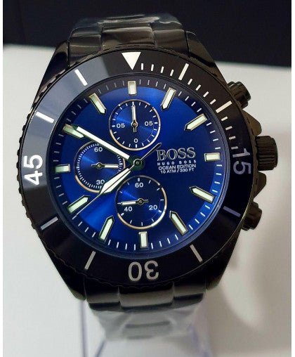  Shop Authentic Hugo Boss Ocean Edition Navy Blue Dial Black Steel Strap Watch for Men - 1513743 - Luxxuri