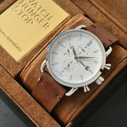  Shop Authentic Fossil The Commuter White Dial Brown Leather Strap Watch for Men - FS5402 - Luxxuri