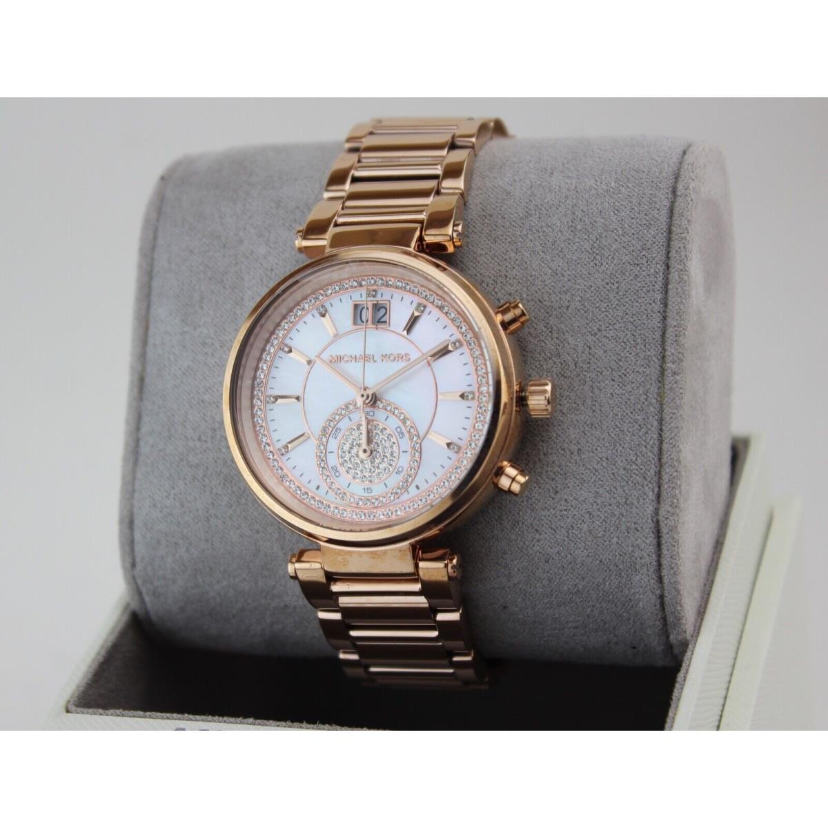  Shop Authentic Michael Kors Sawyer Mother of Pearl White Dial Rose Gold Steel Strap Watch for Women - MK6282 - Luxxuri