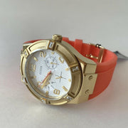  Shop Authentic Guess Jet Setter Golden Dial Orange Rubber Watch For Women - W0564L2 - Luxxuri