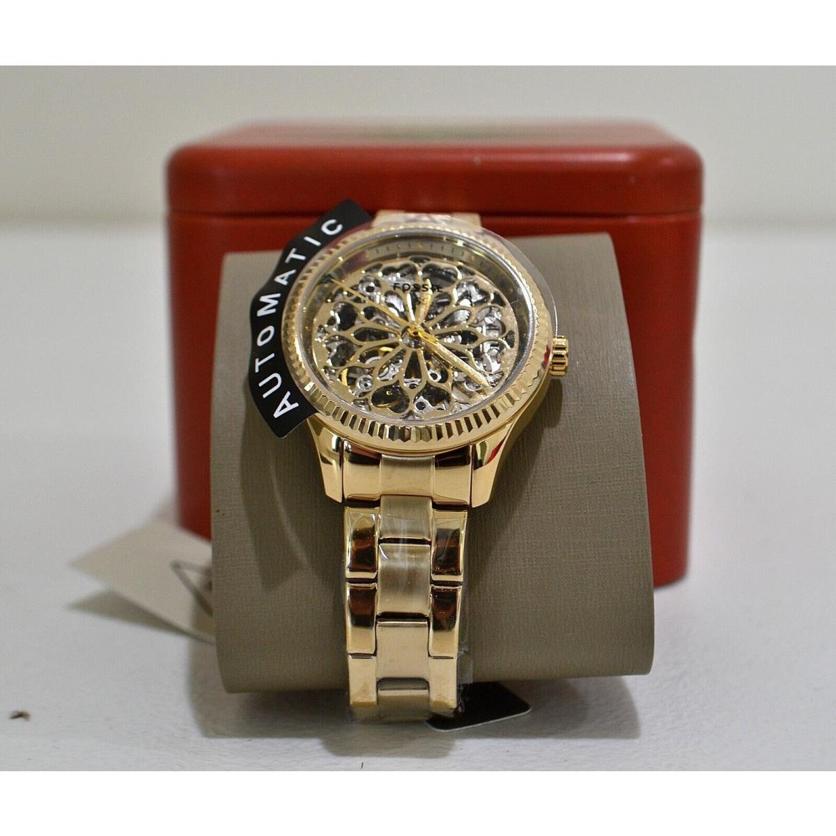  Shop Authentic Fossil Rye Automatic Skeleton Gold Dial Gold Steel Strap Watch for Women - BQ3755 - Luxxuri