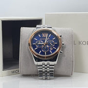  Shop Authentic Michael Kors Lexington Chronograph Blue Dial Silver Steel Strap Watch For Men - MK8689 - Luxxuri