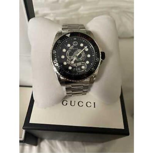  Shop Authentic Gucci Dive Snake Black Dial Silver Steel Strap Watch For Men - YA136218 - Luxxuri