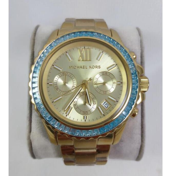  Shop Authentic Michael Kors Everest Chronograph Gold Dial Gold Steel Strap Watch For Women - MK7210 - Luxxuri