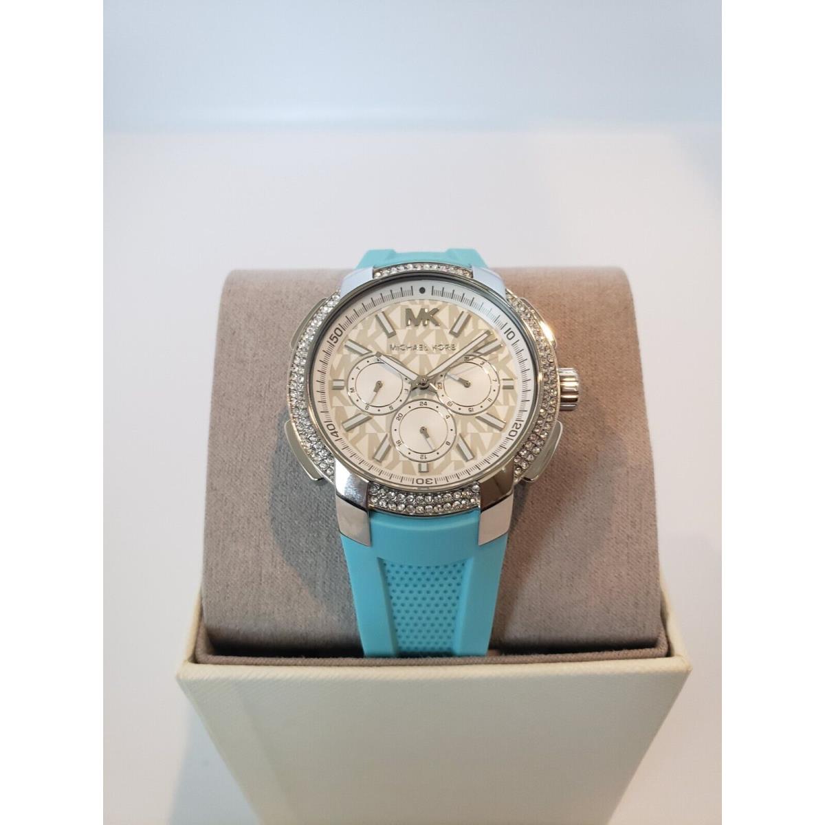  Shop Authentic Michael Kors Sidney Multifunction Analog White Dial Turquoise Silicone Strap Watch For Women - MK7246 - Luxxuri