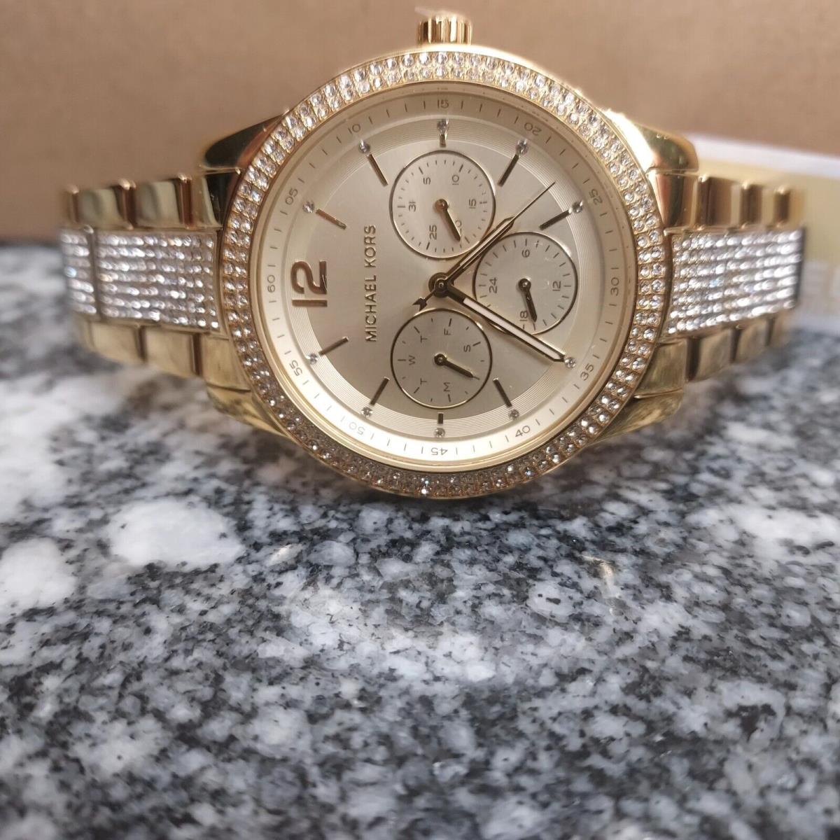  Shop Authentic Michael Kors Tibby Multifunction Gold Dial Gold Steel Strap Watch For Women - MK7292 - Luxxuri