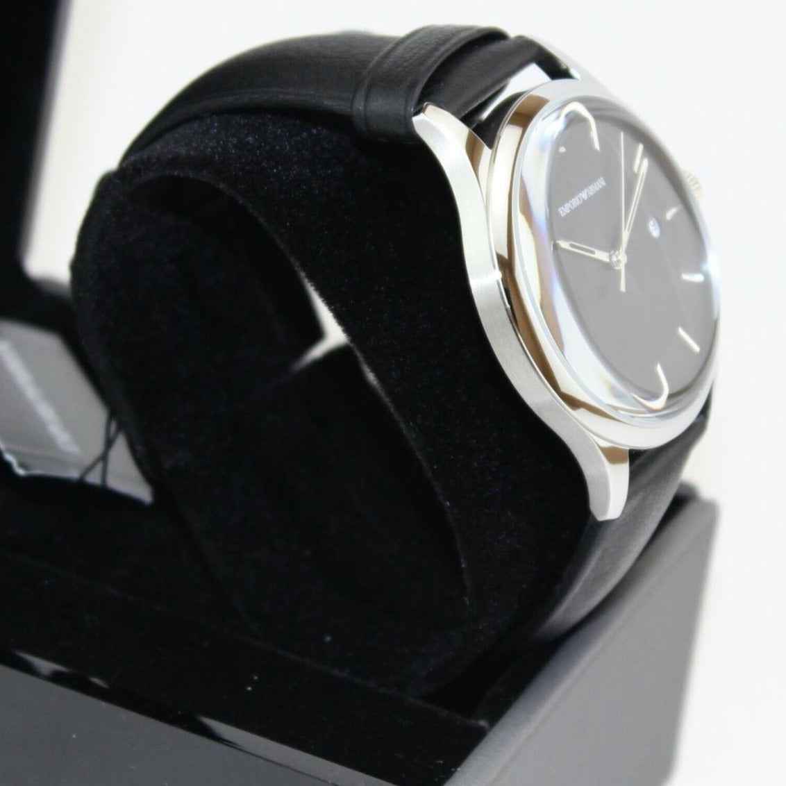  Shop Authentic Emporio Armani Lambda Classic Quartz Black Dial Black Leather Strap Watch For Men - AR11020 - Luxxuri