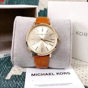  Shop Authentic Michael Kors Jaryn Quartz Gold Dial Brown Leather Strap Watch For Women - MK2496 - Luxxuri