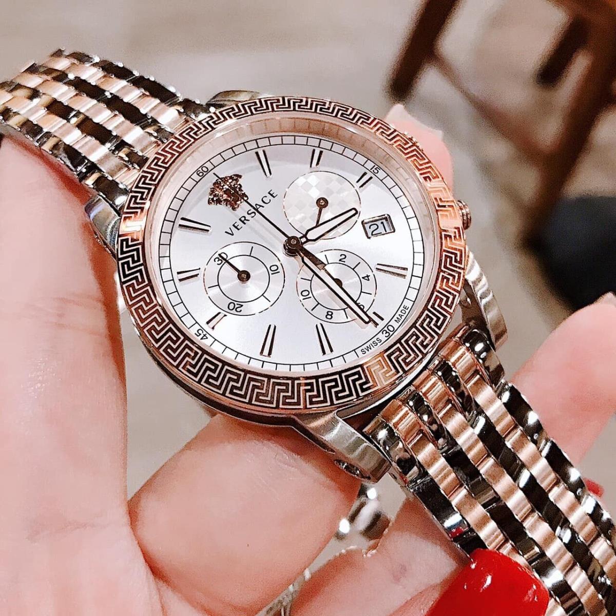 Shop Authentic Versace Sport Tech Chronograph While Dial Two Tone Steel Strap Watch for Men - VELT00319 - Luxxuri