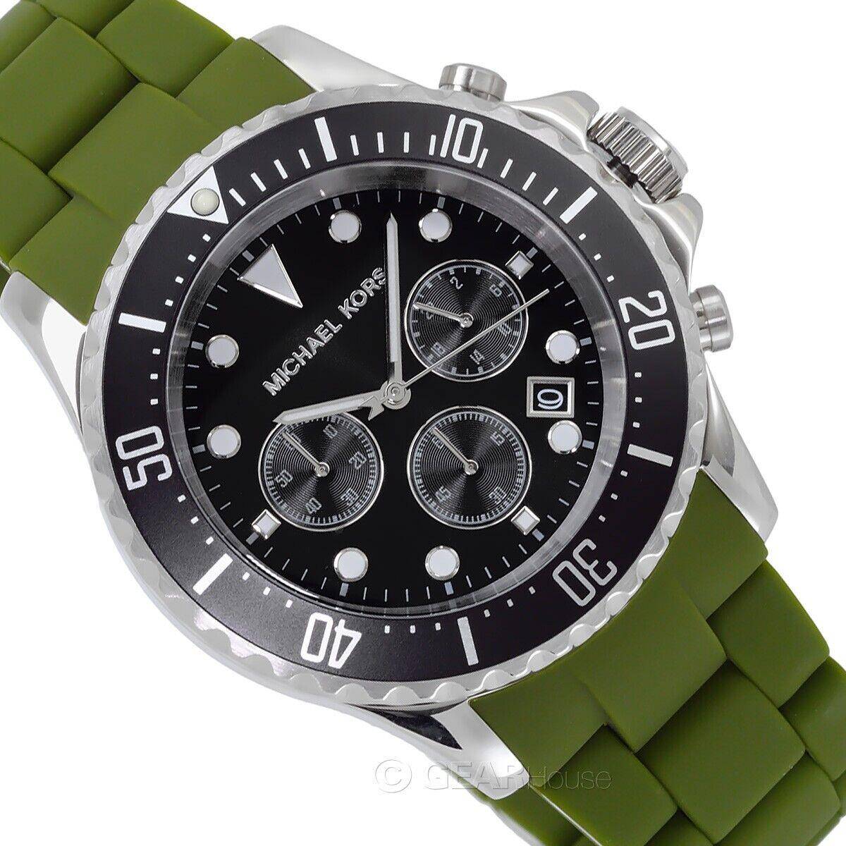  Shop Authentic Michael Kors Everest Chronograph Black Dial Green Silicone Strap Watch For Men - MK8981 - Luxxuri
