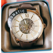  Shop Authentic Fossil Flynn Mechanical Skeleton Beige Dial Brown Leather Strap Watch for Men - BQ2215 - Luxxuri