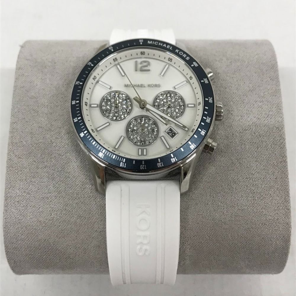  Shop Authentic Michael Kors Berkley Chronograph Silver Dial White Rubber Strap Watch For Women  - MKO1040 - Luxxuri