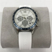  Shop Authentic Michael Kors Berkley Chronograph Silver Dial White Rubber Strap Watch For Women  - MKO1040 - Luxxuri