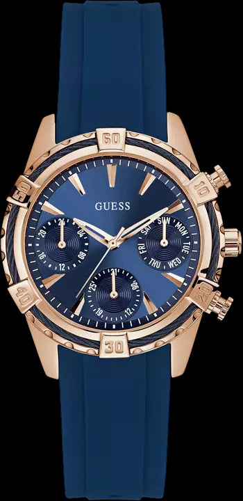  Shop Authentic Guess Analog Quartz Blue Dial Blue Rubber Strap Watch For Women - W0562L3 - Luxxuri
