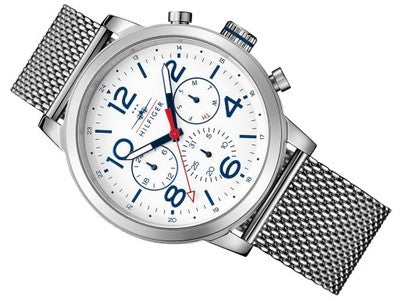  Shop Authentic Tommy Hilfiger Jake Quartz White Dial Silver Mesh Bracelet Watch for Men - 1791233 - Luxxuri