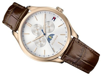  Shop Authentic Tommy Hilfiger Oliver Chronograph White Dial Brown Leather Strap Watch for Men - 1791306 - Luxxuri