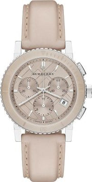  Shop Authentic Burberry The City Chronograph Rose Gold Dial Beige Leather Strap Watch For Women - BU9702 - Luxxuri