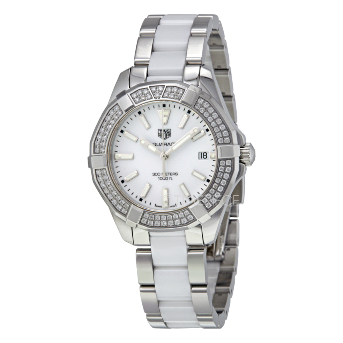  Shop Authentic Tag Heuer Aquaracer Diamonds White Dial Two Tone Steel Strap Watch for Women - WAY131F.BA0914 - Luxxuri