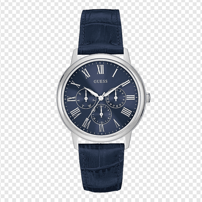  Shop Authentic Guess Wafer Chronograph Quartz Blue Dial Blue Leather Strap Watch For Men - W0496G3 - Luxxuri