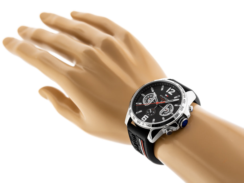  Shop Authentic Tommy Hilfiger Decker Quartz Black Dial Black Rubber Strap Watch for Men - 1791473 - Luxxuri
